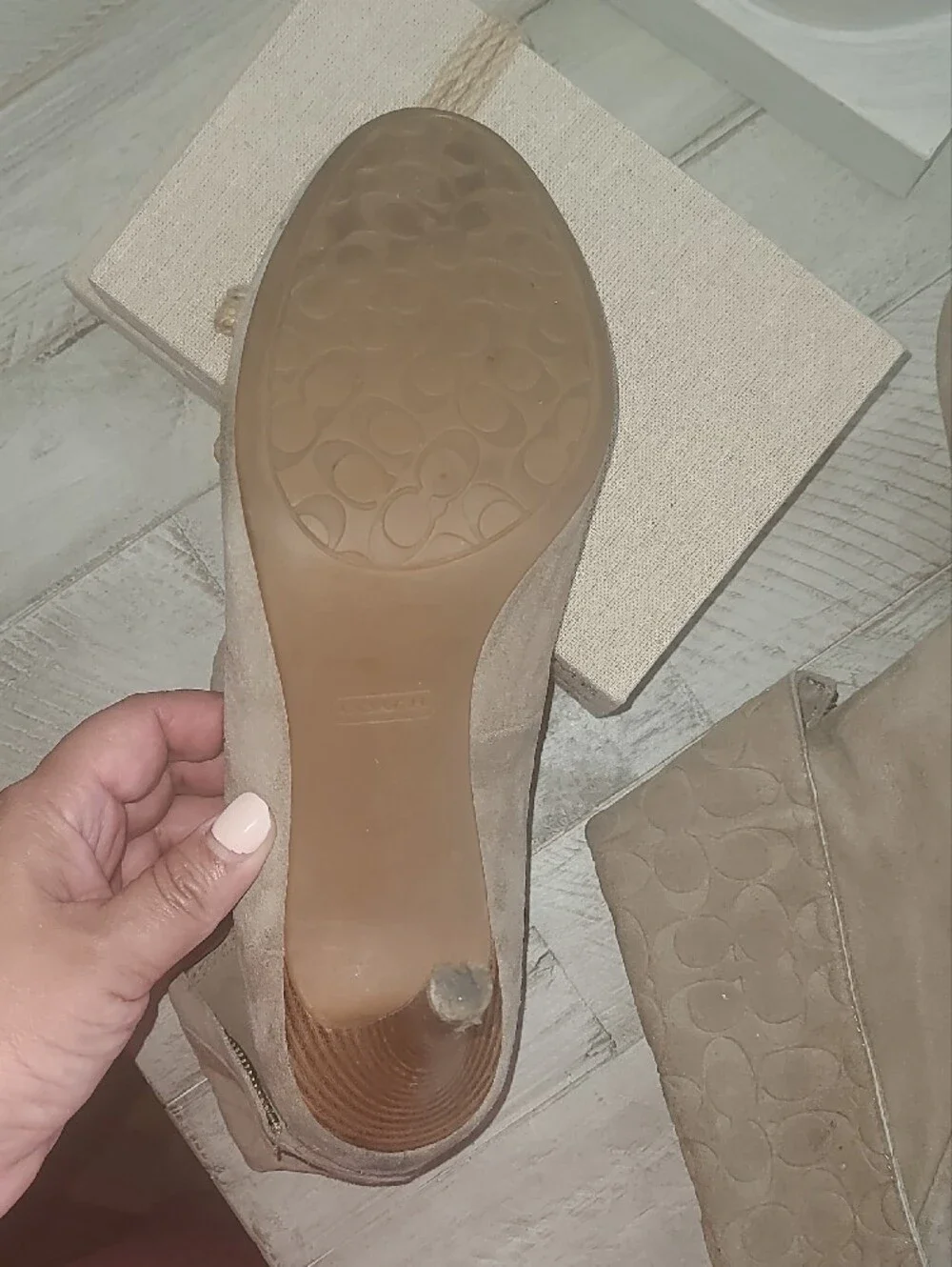 COACH Suede Fold-Over Ankle Booties - Taupe